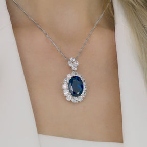 Dissoo® Royal Blue & White Halo Cluster Necklace&Pendants