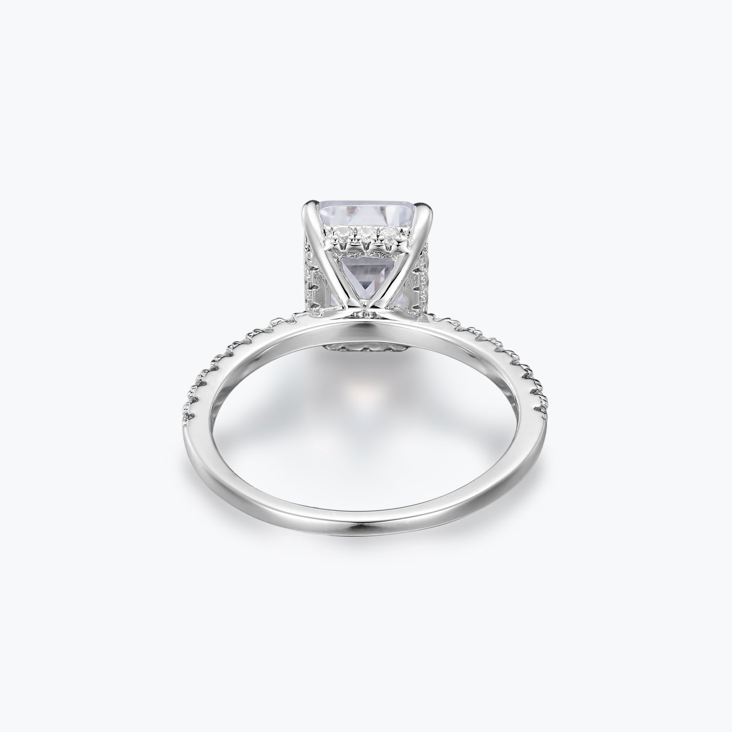 Dissoo® 3ct Diamond White Emerald Cut Sterling Silver Ring