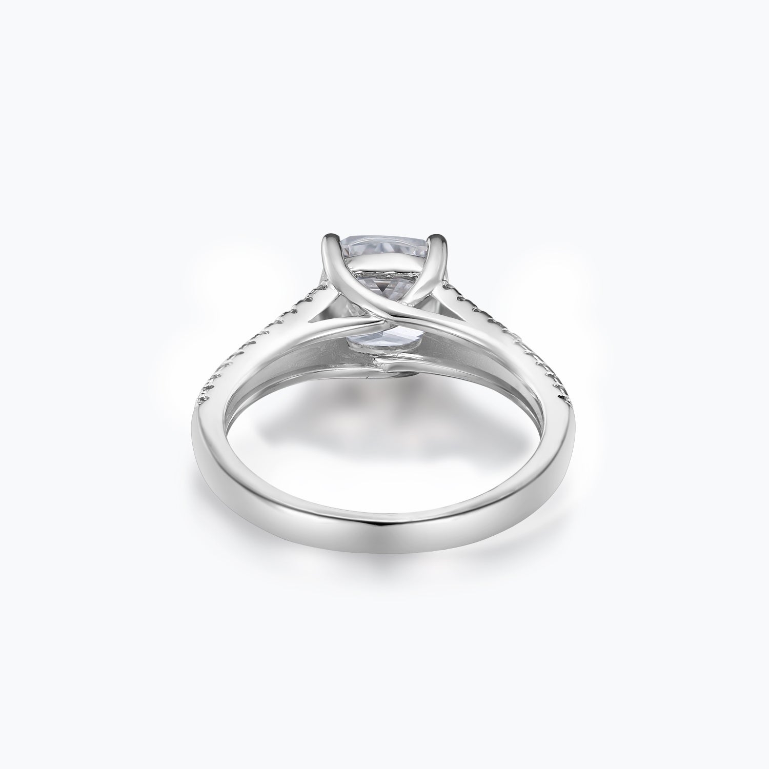 Bague Dissoo® en argent sterling avec diamant blanc coussin