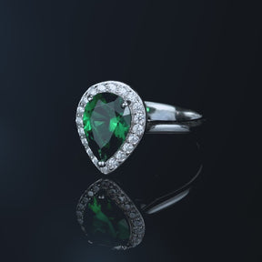 Dissoo® Pear Cut Emerald Green Drop Ring