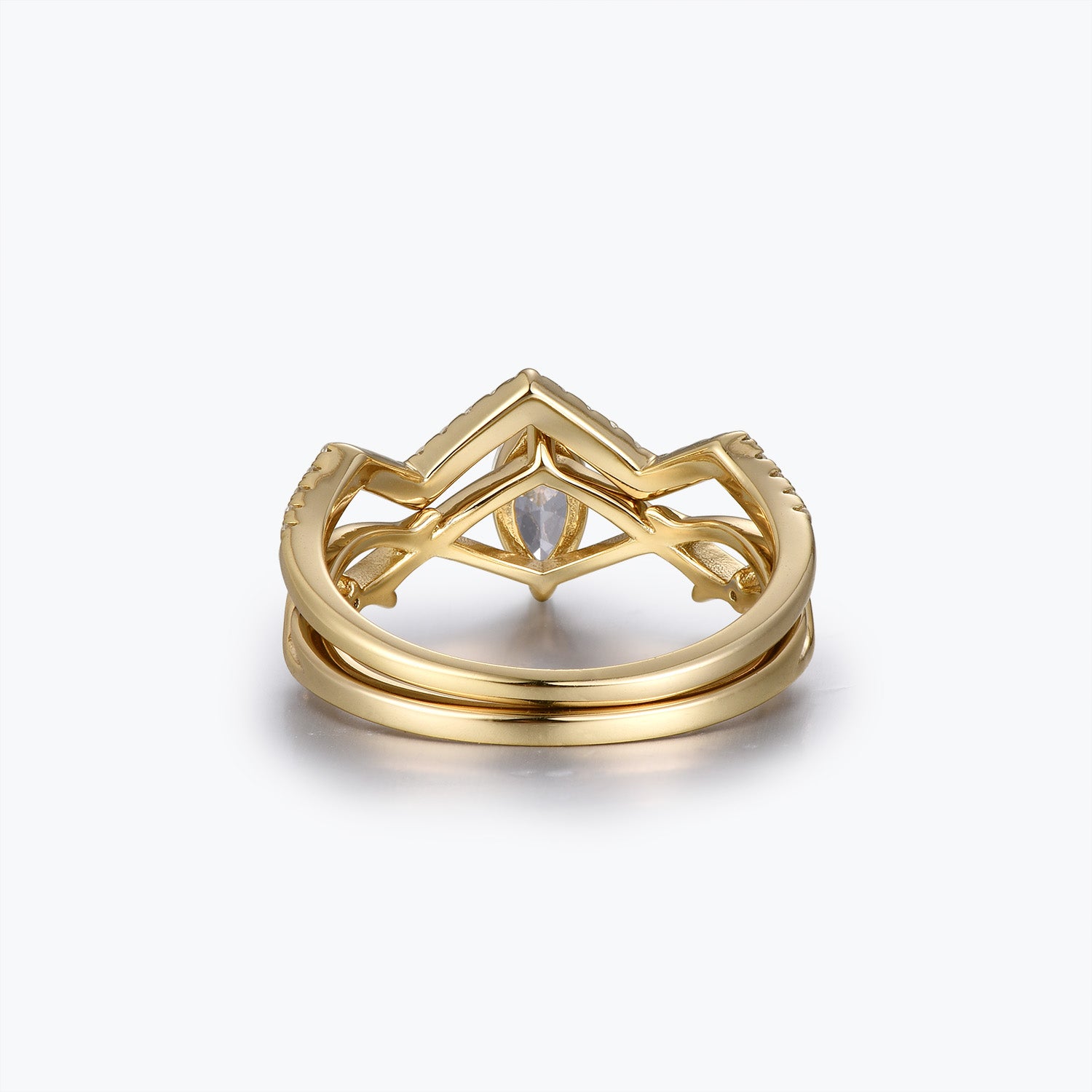 Dissoo® Willow Brautschmuckset mit 0,5 Karat Moissanit im Marquise-Schliff in Gold Vermeil