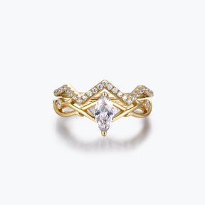 Dissoo® Willow Bridal Set With 0.5 Carat Marquise Cut Moissanite in Gold Vermeil