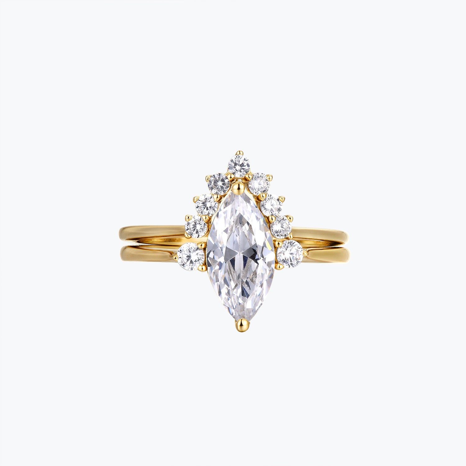 Marquise Cut Moissanite Engagement Ring Bridal Set