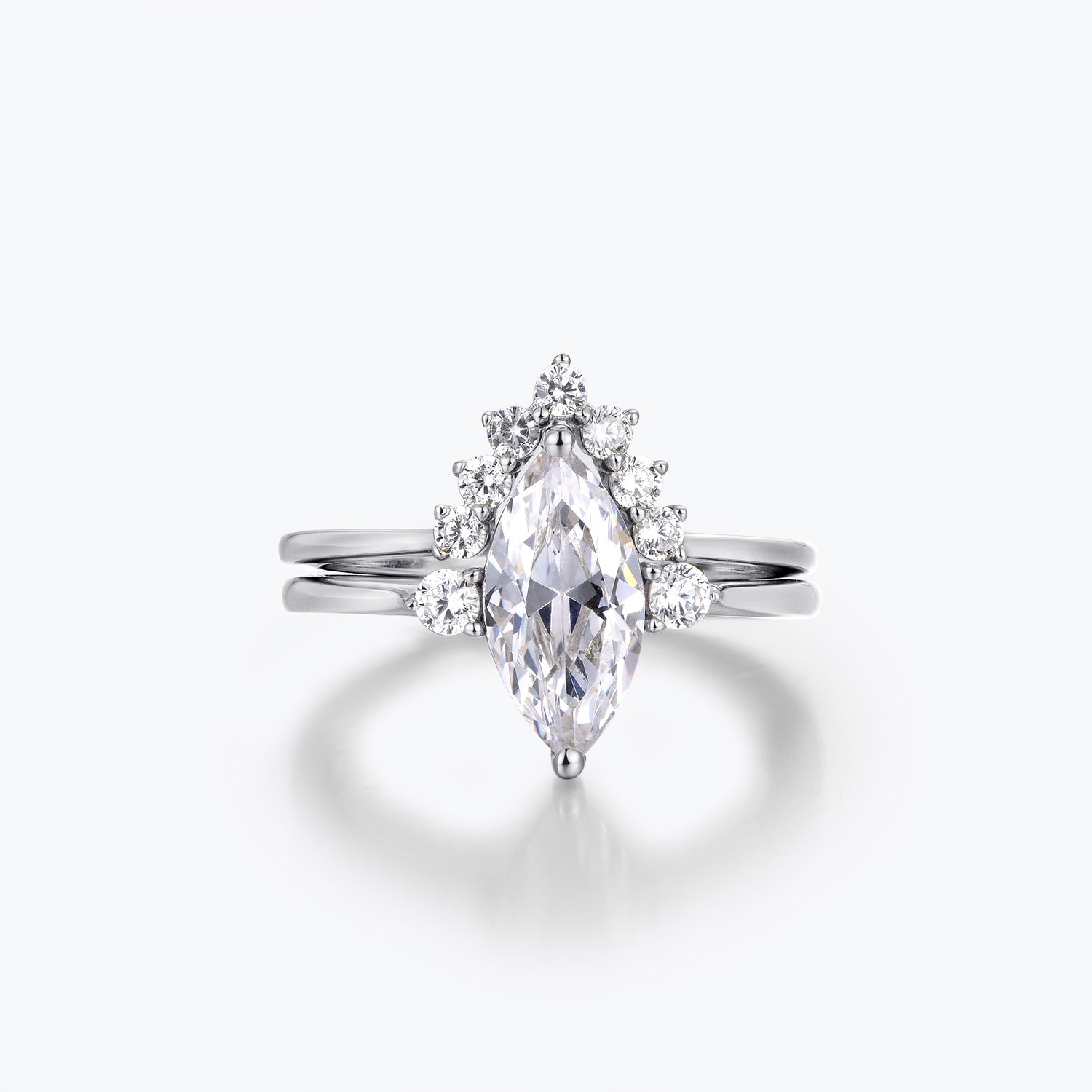 Marquise Cut Moissanite Engagement Ring Bridal Set