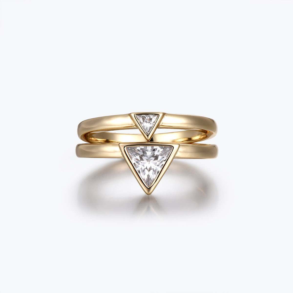 Dissoo® Triangular-shaped Moissanite 0.80 Carat Wedding Ring Set in Gold Vermeil