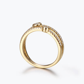 Dissoo® Round Cut Bezel Pavé Moissanite Engagement Ring in Gold Vermeil
