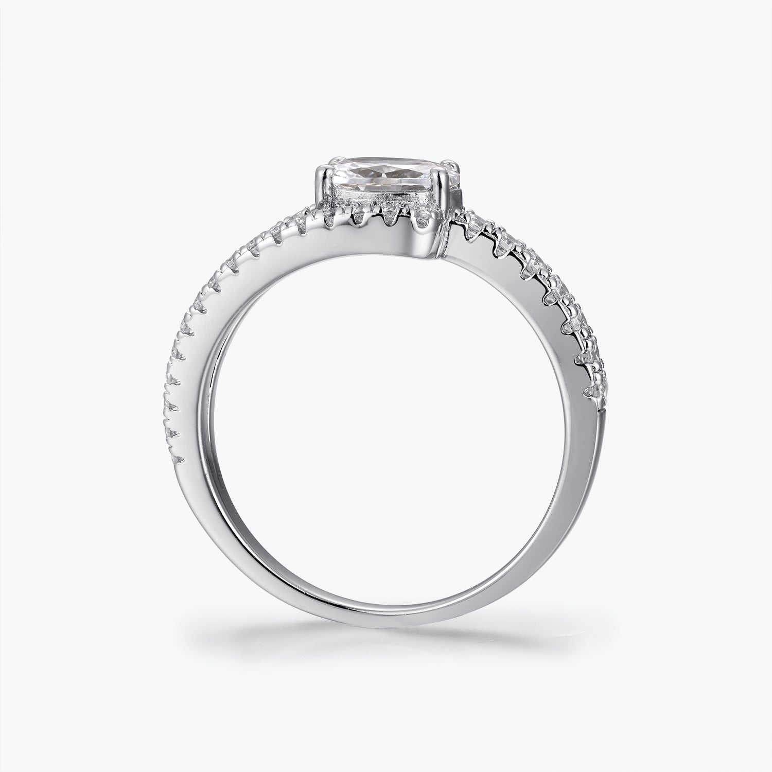 Oval Cut Split-Shank Pavé Moissanite Engagement Ring