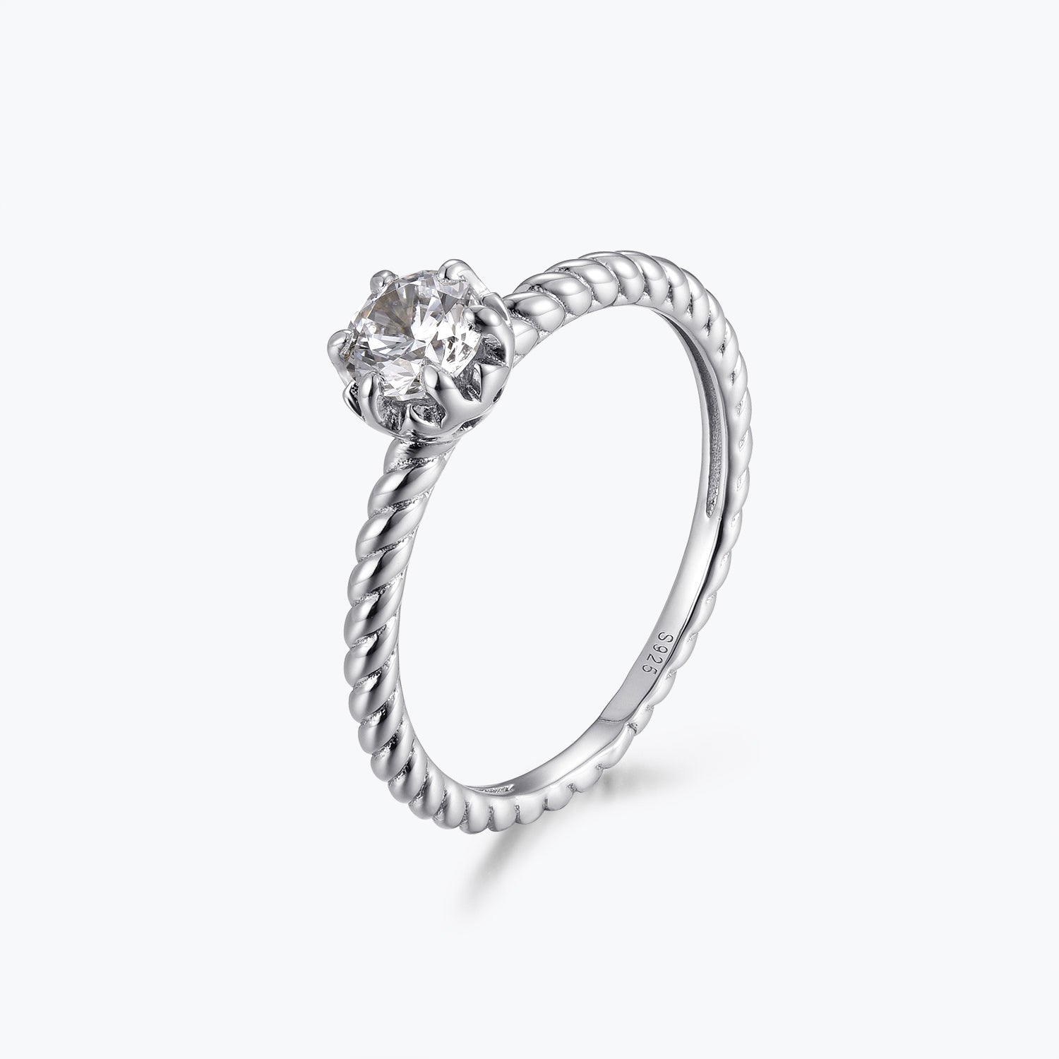 Bague de fiançailles solitaire Dissoo® en or jaune, taille ronde, sertie torsadée