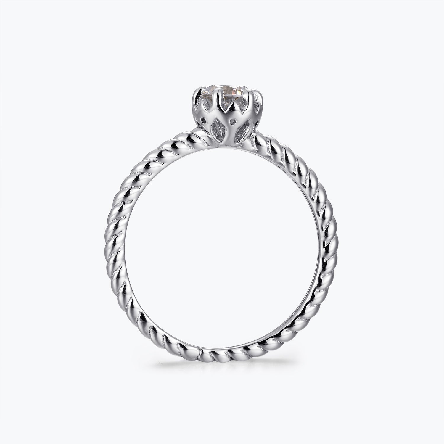 Bague de fiançailles solitaire Dissoo® en or jaune, taille ronde, sertie torsadée