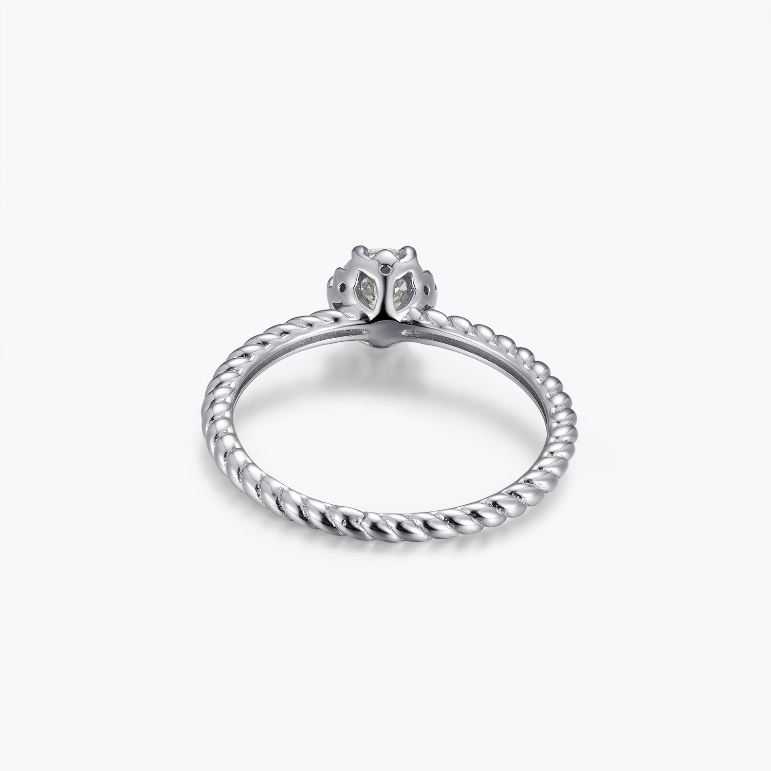 Bague de fiançailles solitaire Dissoo® en or jaune, taille ronde, sertie torsadée