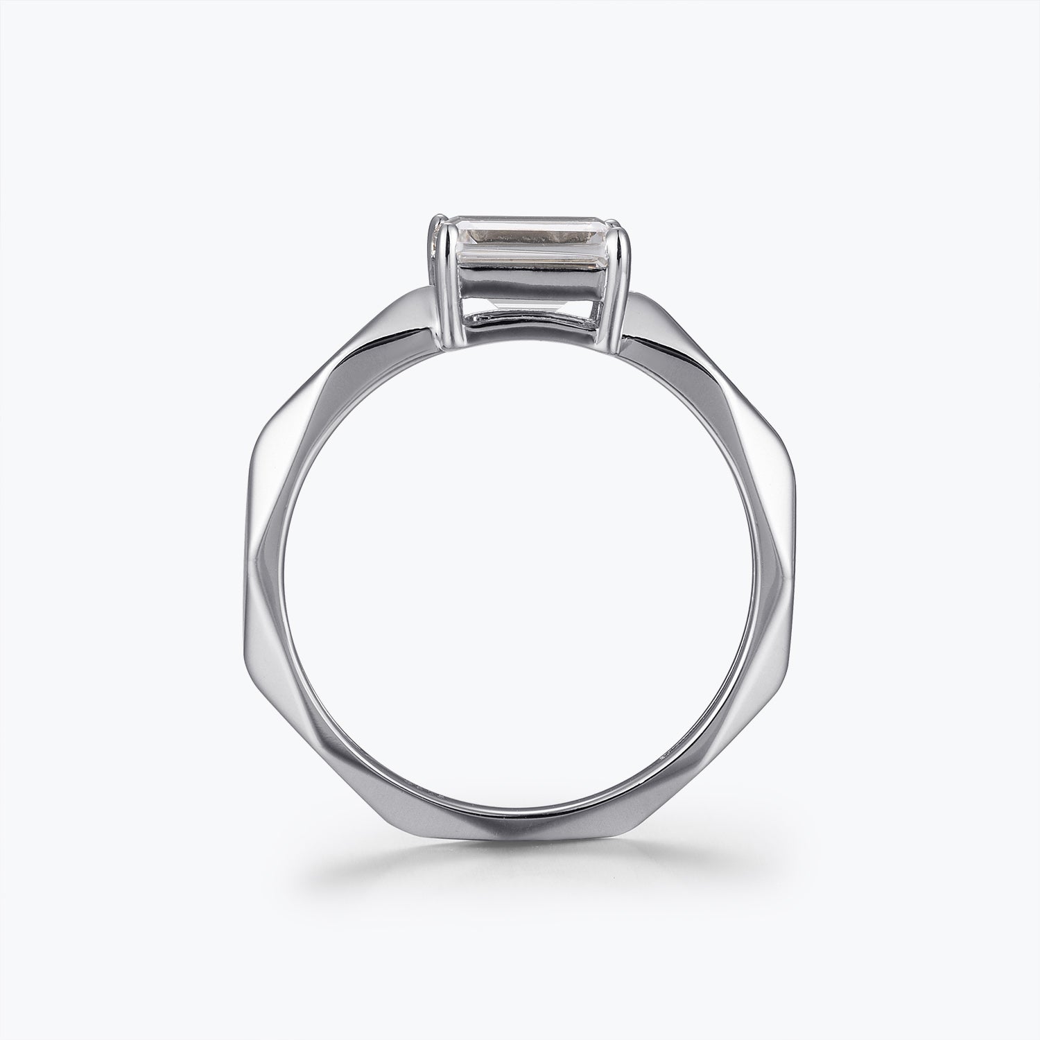 Eternal Design Emerald Cut Moissanite Engagement Ring