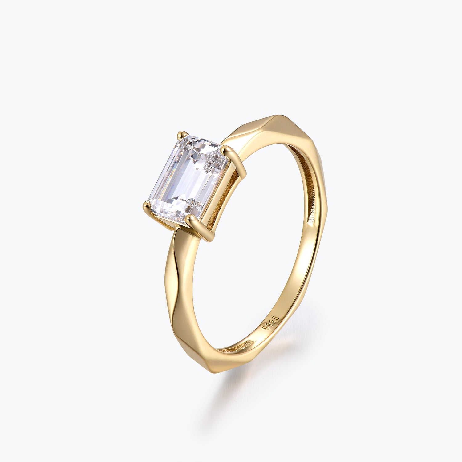 Eternal Design Emerald Cut Moissanite Engagement Ring