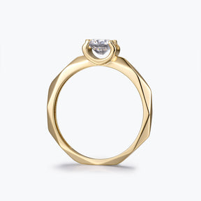 Dissoo® Round Multi-faceted Moissanite Engagement Ring in Gold Vermeil