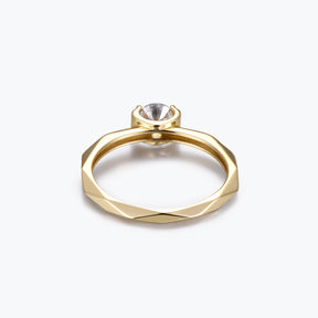 Dissoo® Round Multi-faceted Moissanite Engagement Ring in Gold Vermeil