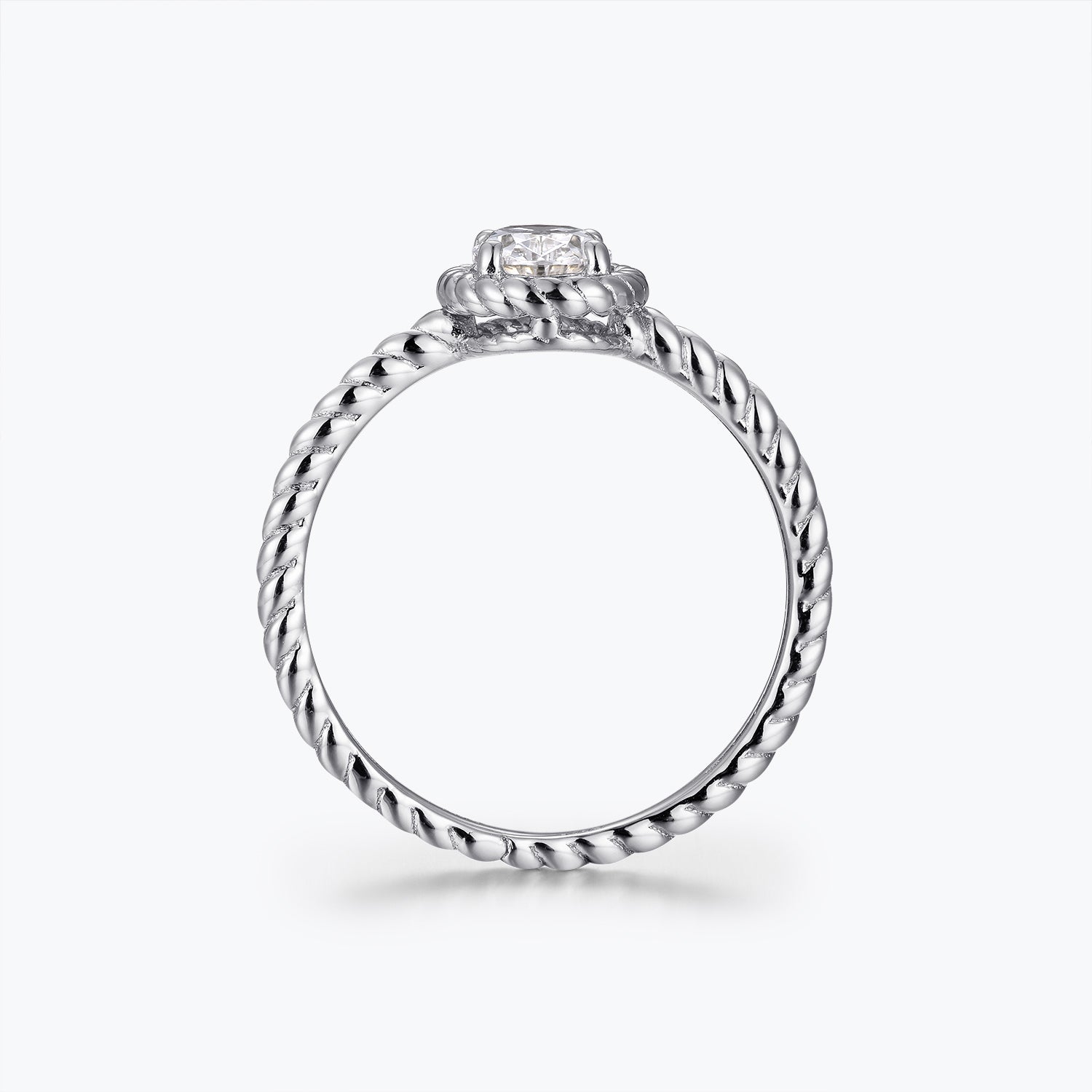 Bague de fiançailles solitaire Dissoo® en or jaune, taille ovale, sertie clos torsadé