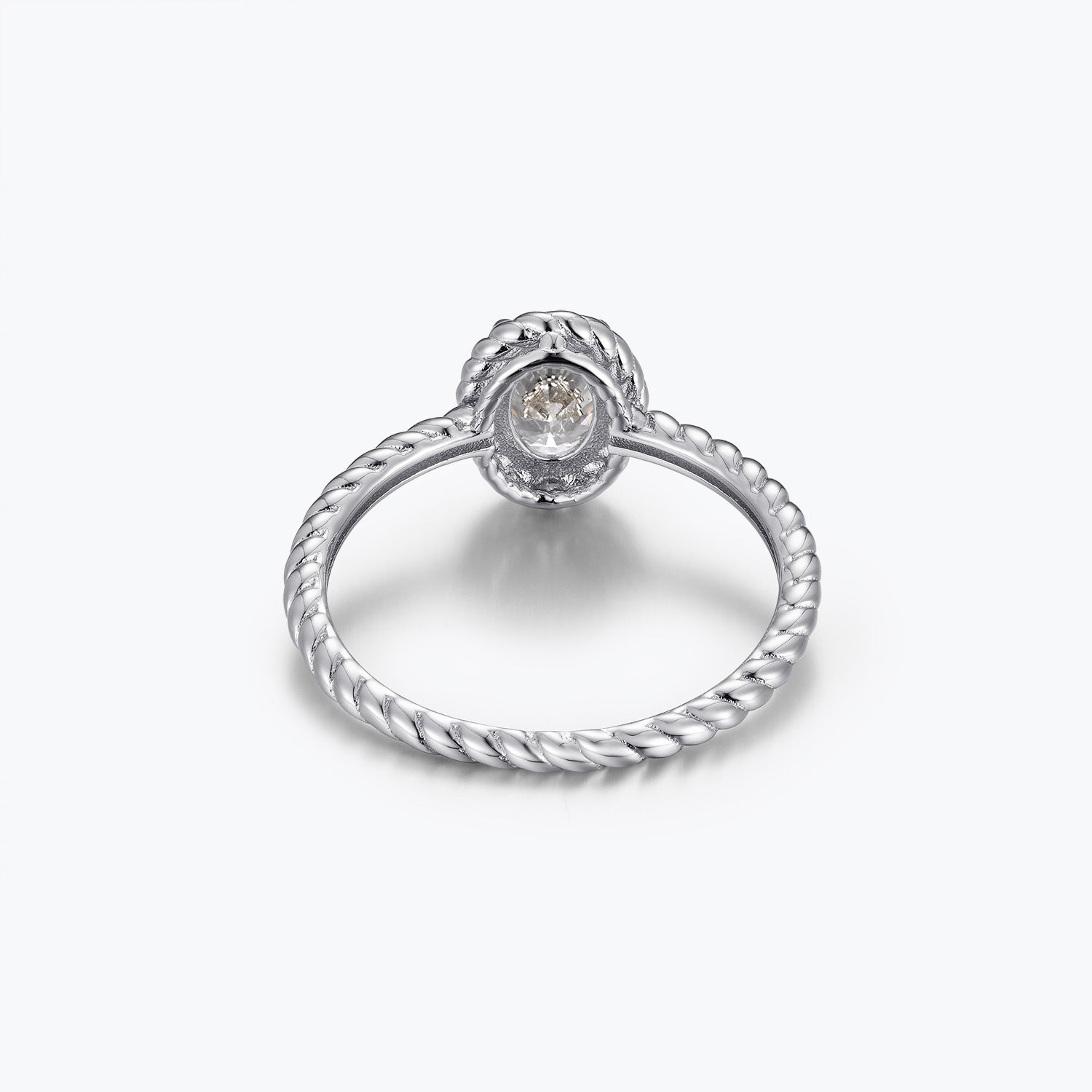 Bague de fiançailles solitaire Dissoo® en or jaune, taille ovale, sertie clos torsadé