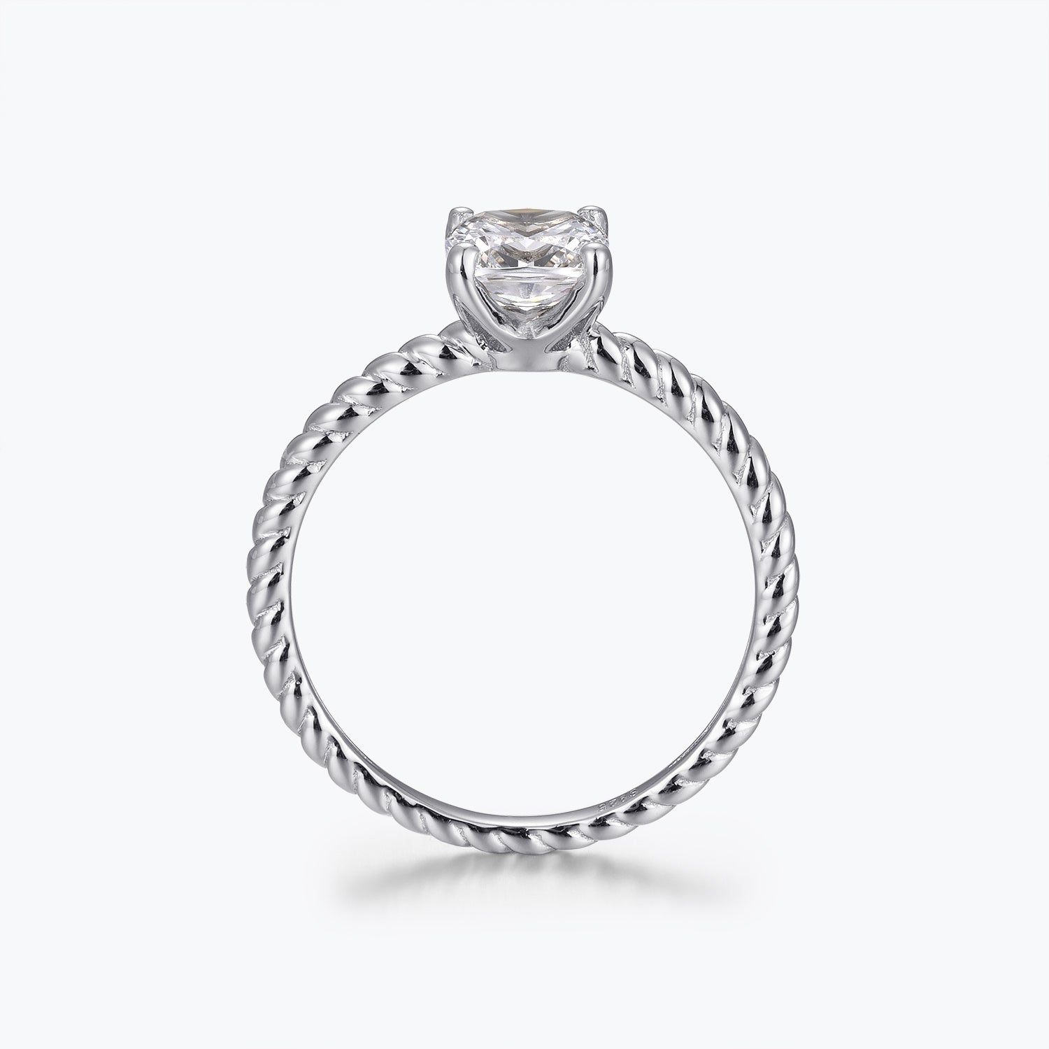 Bague de fiançailles solitaire torsadée Dissoo® en or jaune, taille coussin