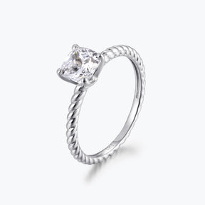 Dissoo® Yellow Gold Cushion Cut Solitaire Twisted Engagement Ring