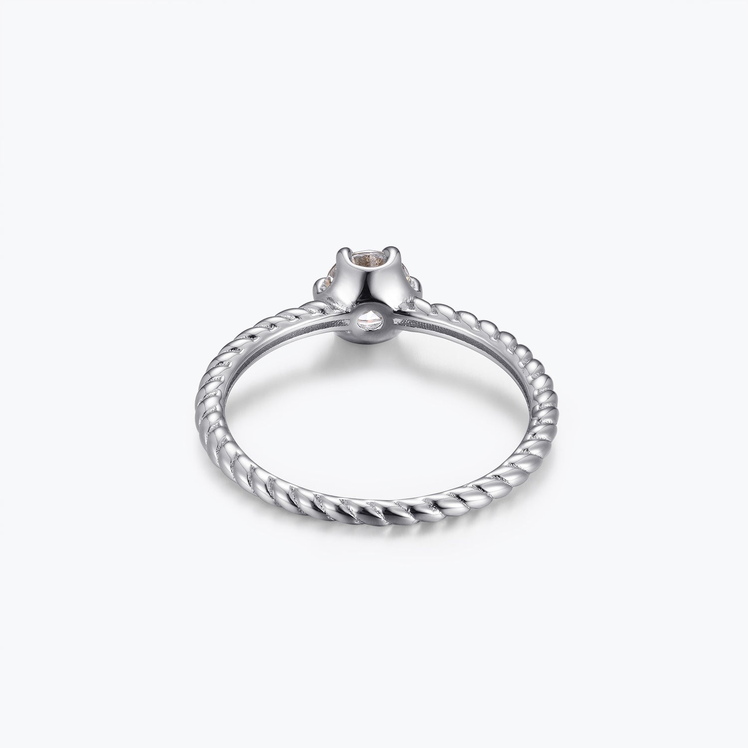 Round Cut Moissanite Solitaire Bezel Twisted Engagement Ring