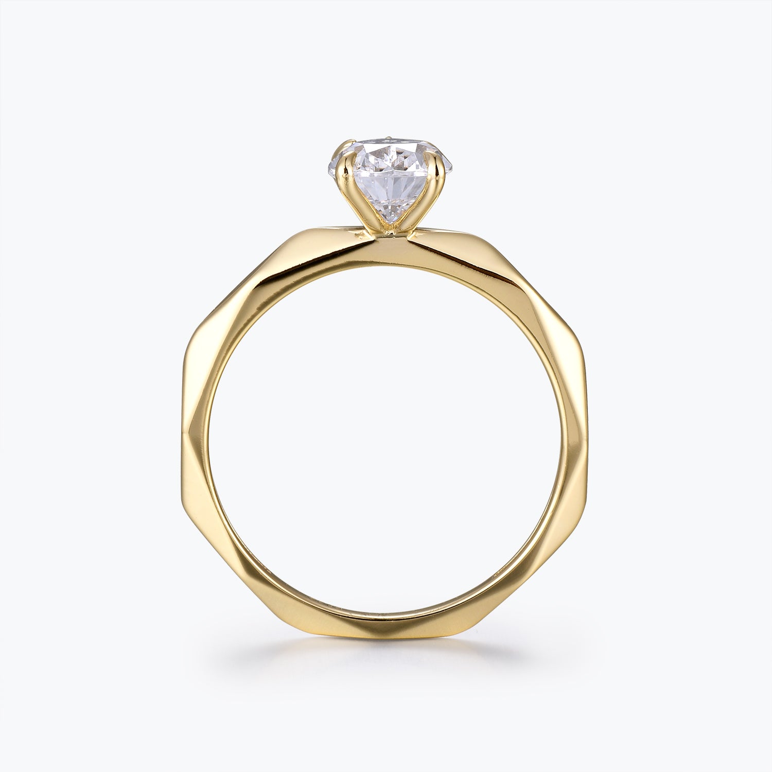 Bague de fiançailles Dissoo® en or jaune avec moissanite à facettes multiples en forme de poire