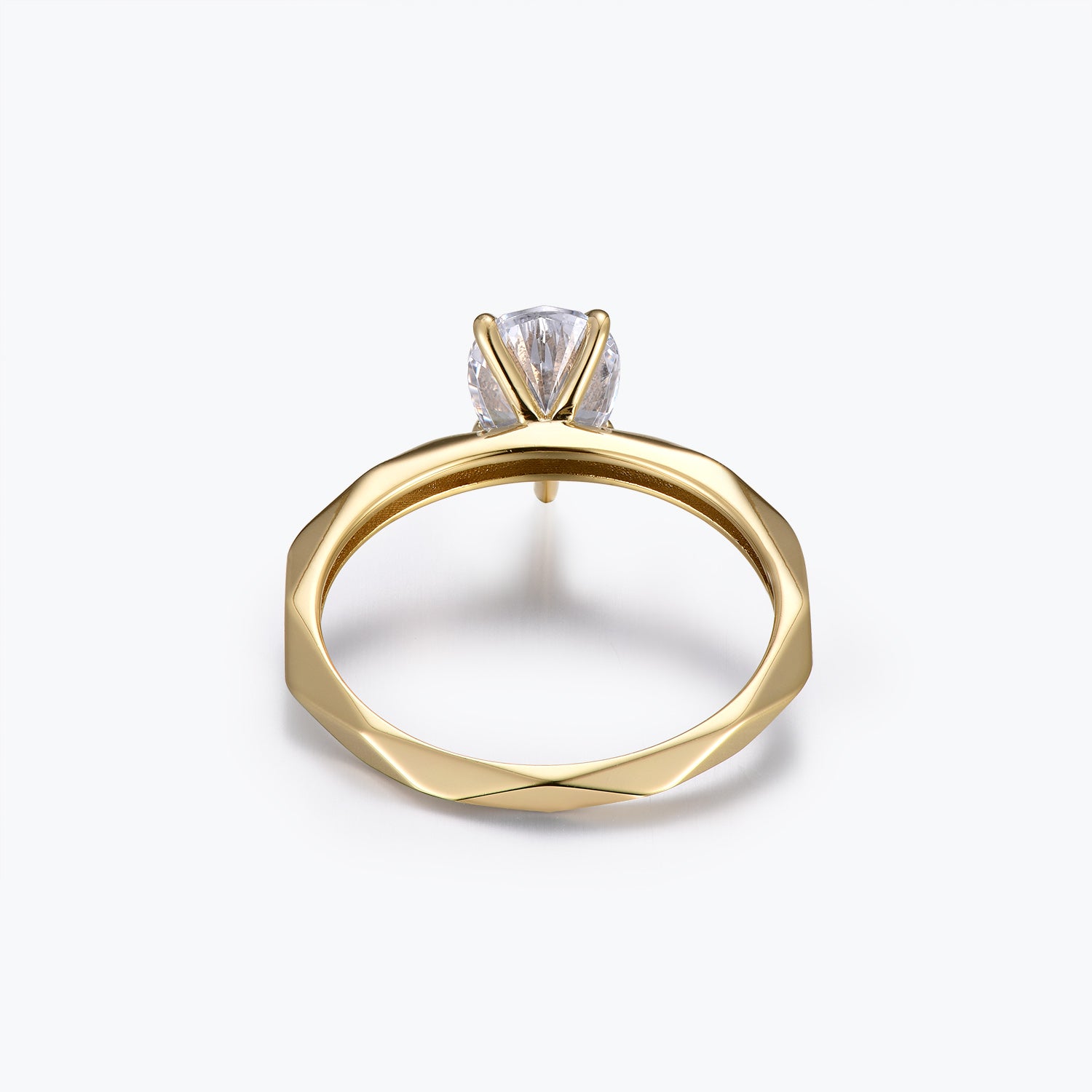 Bague de fiançailles Dissoo® en or jaune avec moissanite à facettes multiples en forme de poire