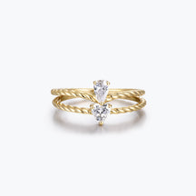 Dissoo® Heart & Pear Cut Twisted Rope Moissanite Engagement Wedding Ring in Gold Vermeil