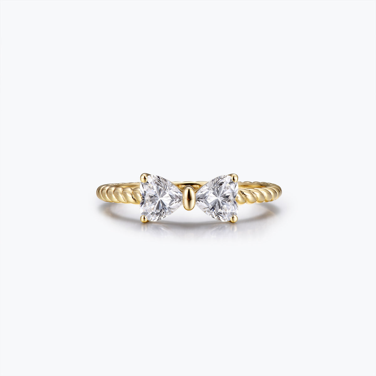 Dissoo® Bowknot Heart Cut Moissanite Engagement Wedding Ring in Gold Vermeil