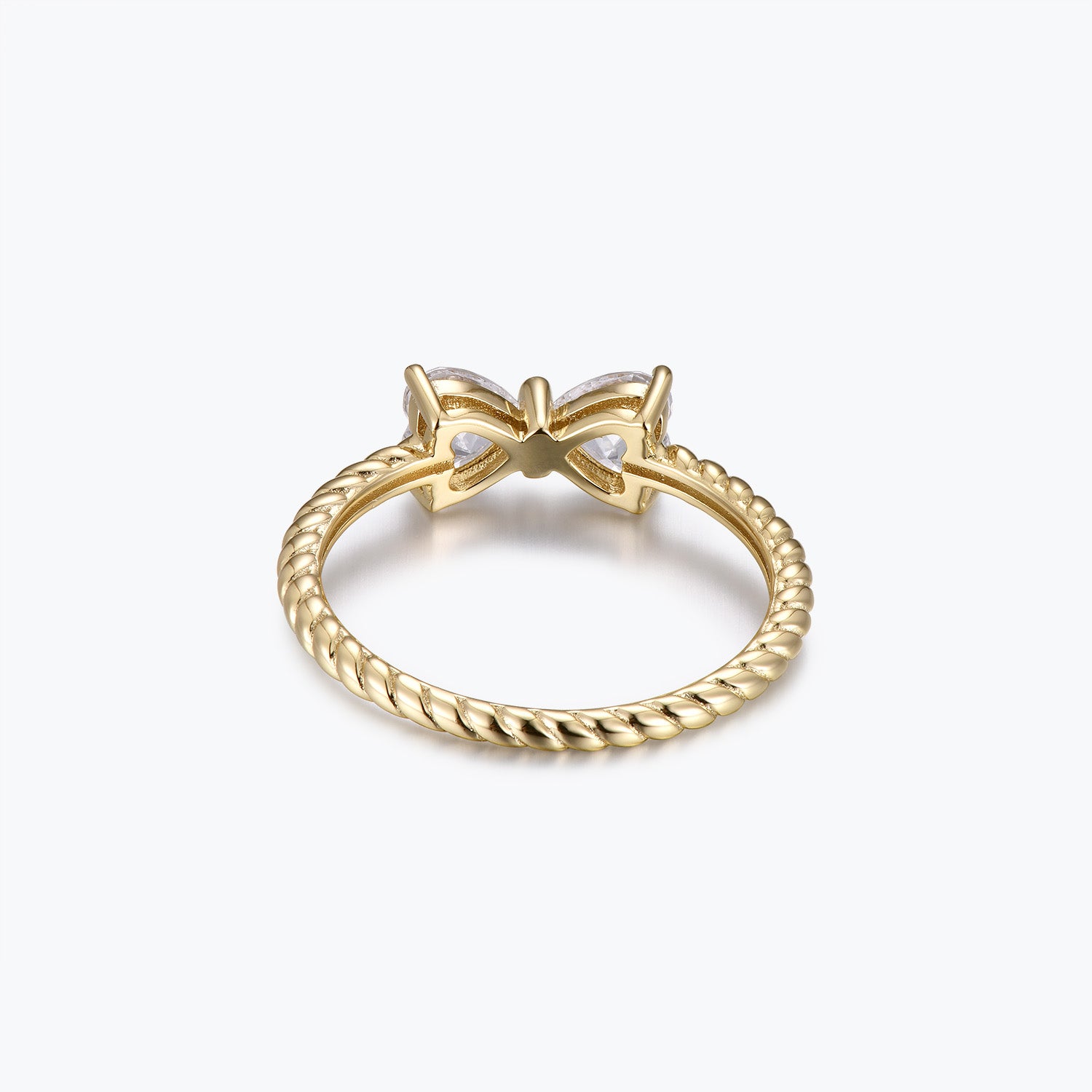 Dissoo® Bowknot Heart Cut Moissanite Engagement Wedding Ring in Gold Vermeil
