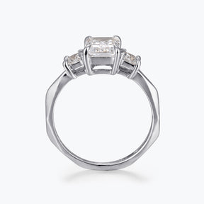 Dissoo® Three-stone Emerald Cut Moissanite Engagement Wedding Ring in Gold Vermeil