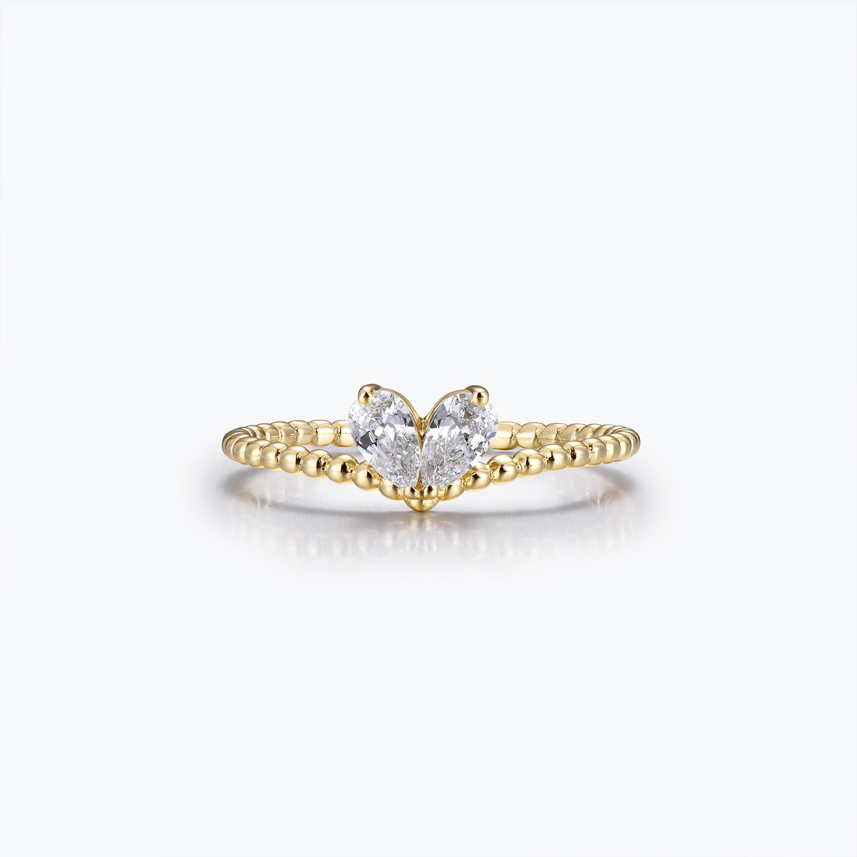 Dissoo® Heart Shaped Chevron Twisted Rope Moissanite Engagement Ring in Gold Vermeil