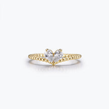 Dissoo® Heart Shaped Chevron Twisted Rope Moissanite Engagement Ring in Gold Vermeil