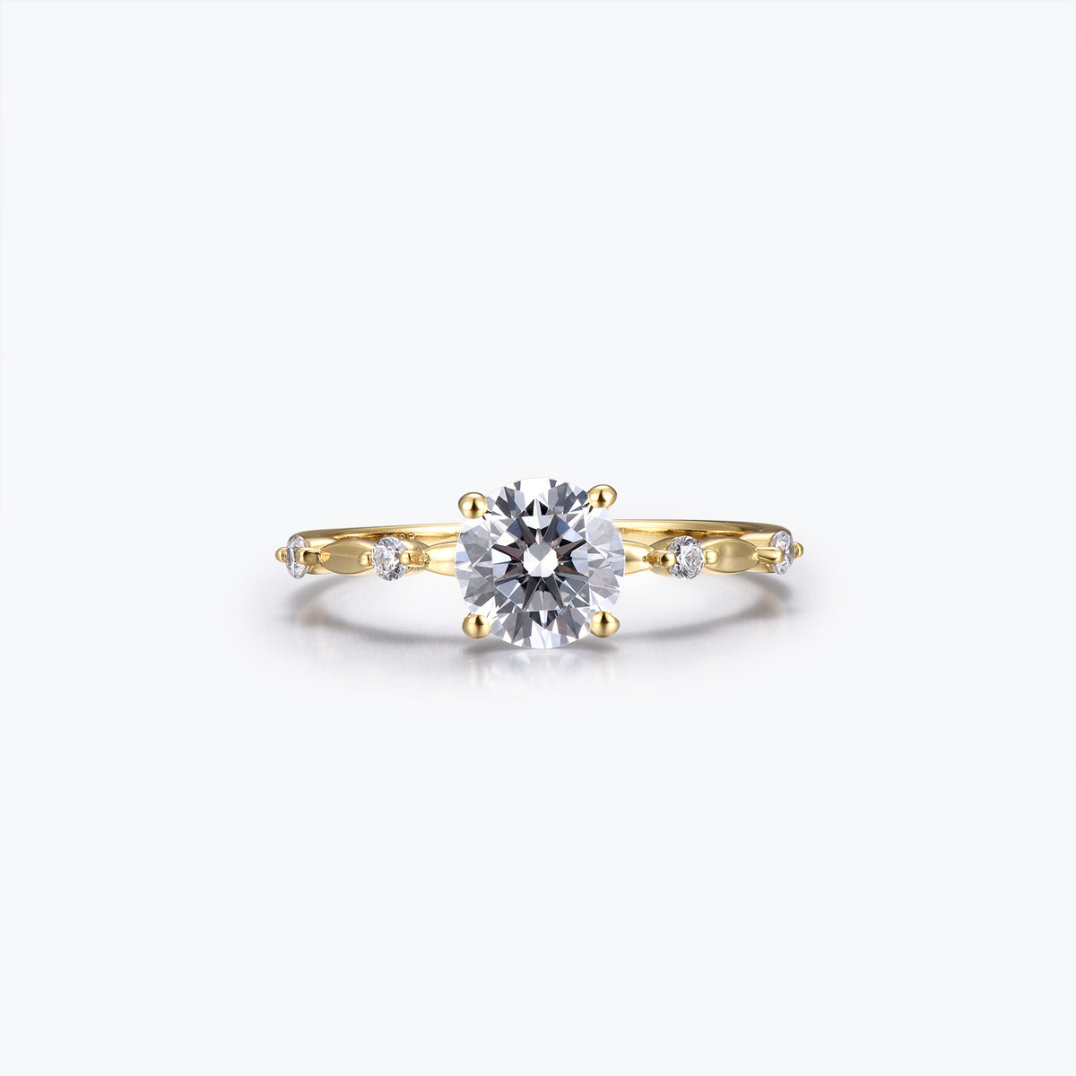 Dissoo® Round Cut Versailles Moissanite Engagement Wedding Ring in Gold Vermeil