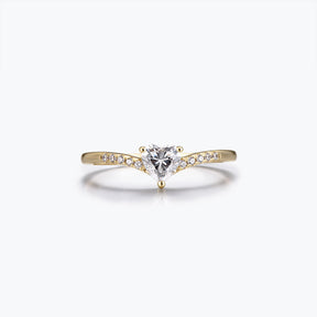 Dissoo® 0.5 ct Heart Cut Moissanite Engagement Ring with Chevron Shank in Gold Vermeil