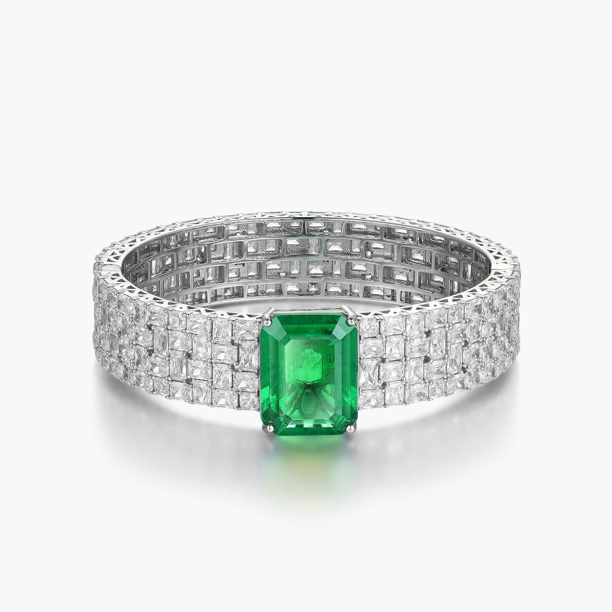 Dissoo® Emerald Green Sterling Silver Bracelets With Halo