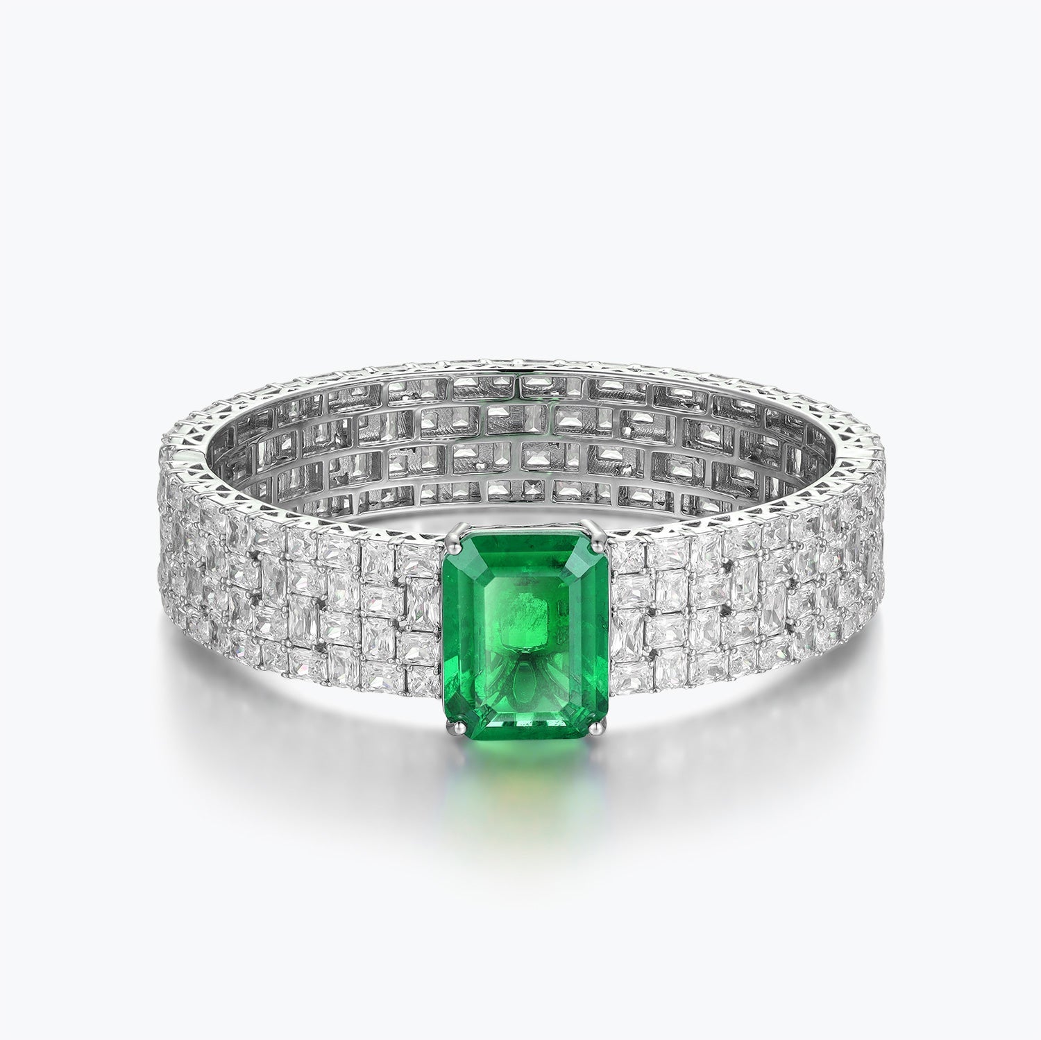 Dissoo® Emerald Green Sterling Silver Bracelets With Halo