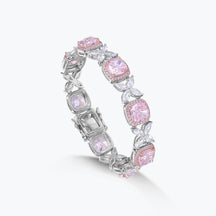 Dissoo® Fancy Pink Floral Sterling Silver Bracelet