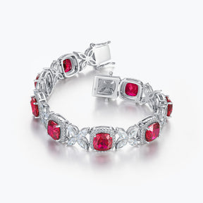 Dissoo® Red Floral Sterling Silver Bracelet