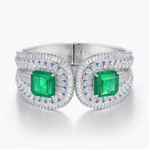 Dissoo® Emerald Green Pavé Sterling Silver Cuff Bracelet