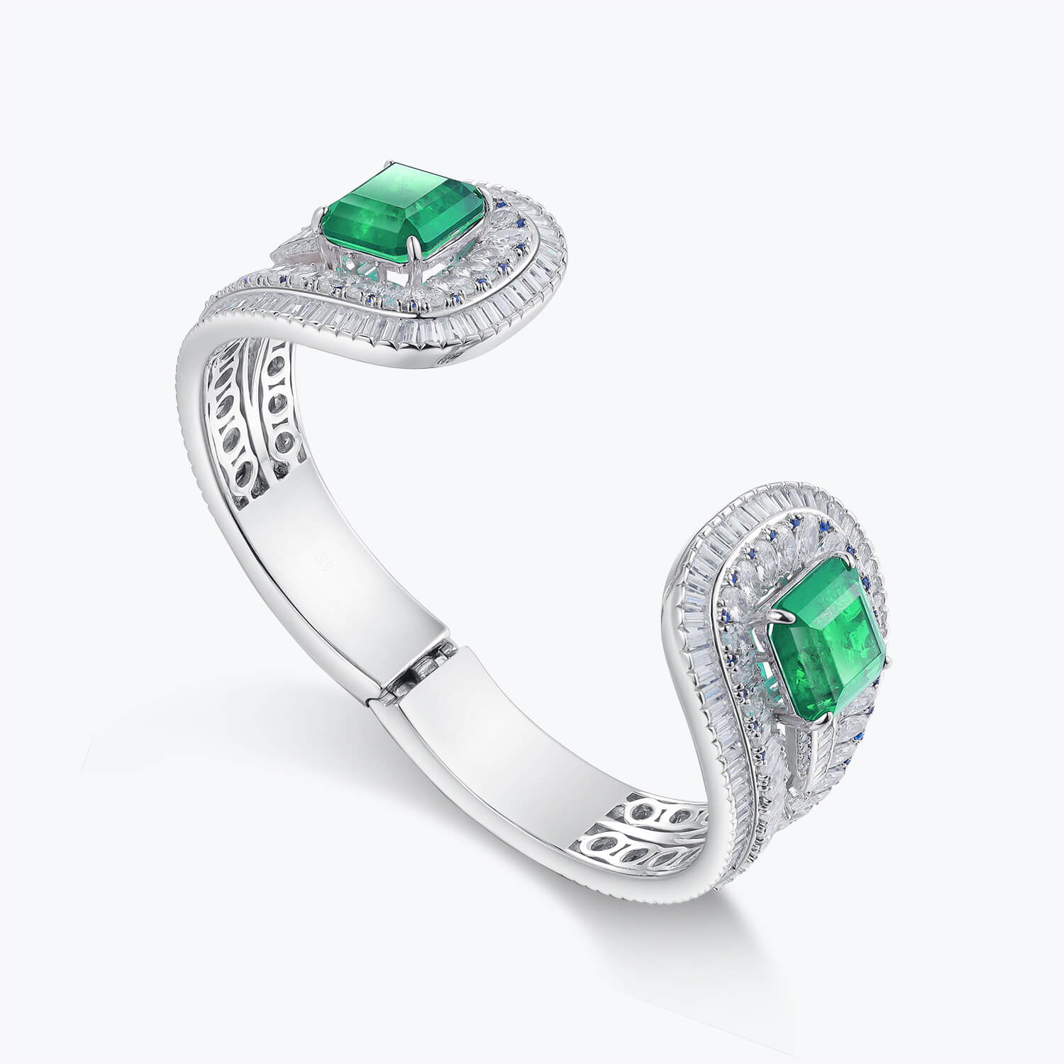 Dissoo® Emerald Green Pavé Sterling Silver Cuff Bracelet