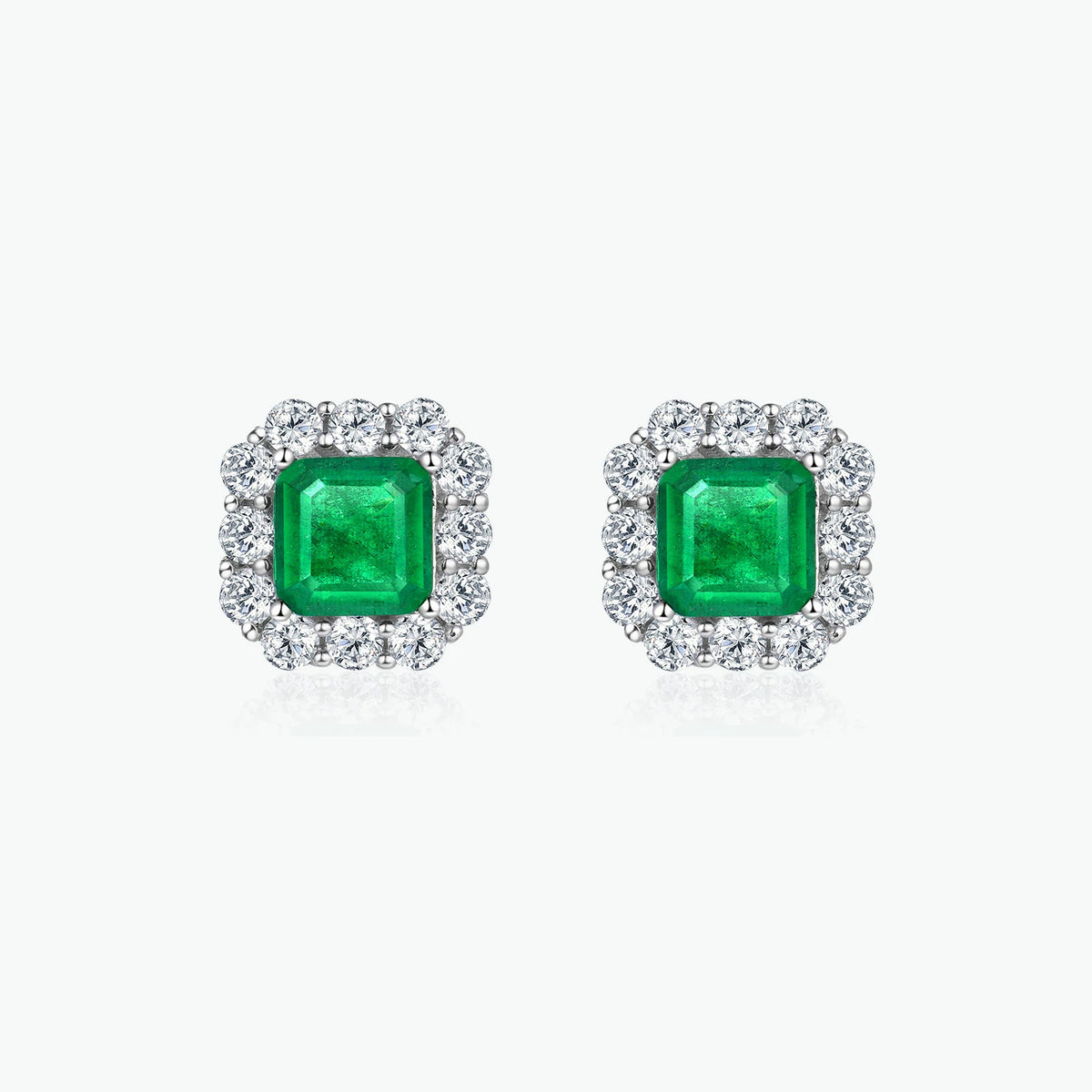Dissoo® Sterling Silver Asscher Square Emerald Earring