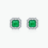 Dissoo® Sterling Silver Asscher Square Emerald Earring