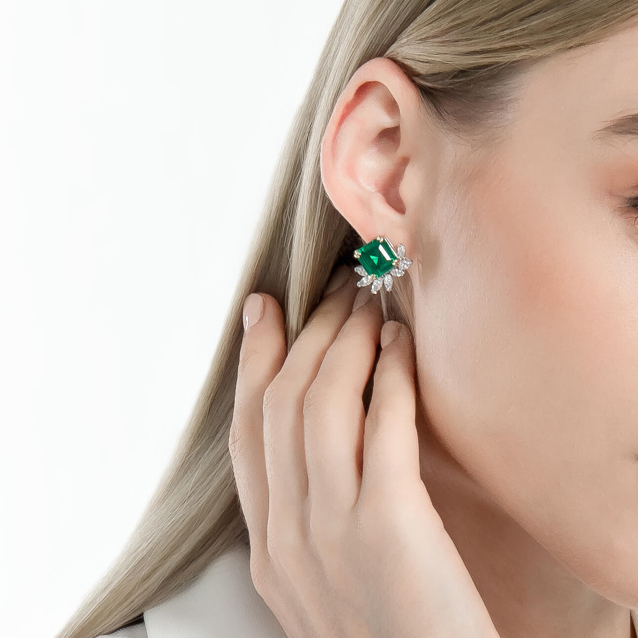 Vintage Snowflake Cluster Cushion Cut Green Gemstone Earrings