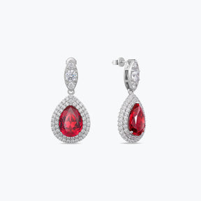Dissoo® Ruby Red Water Drop Sterling Silver Earrings