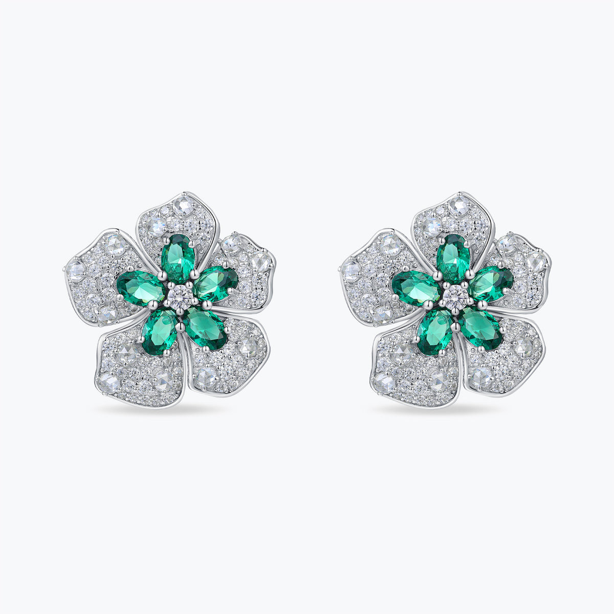 Dissoo®  Sterling Silver Emerald Stud Earrings