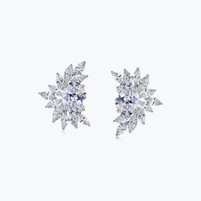 Dissoo® Oval Cut Floral Cluster Sterling Silver Stud Earring