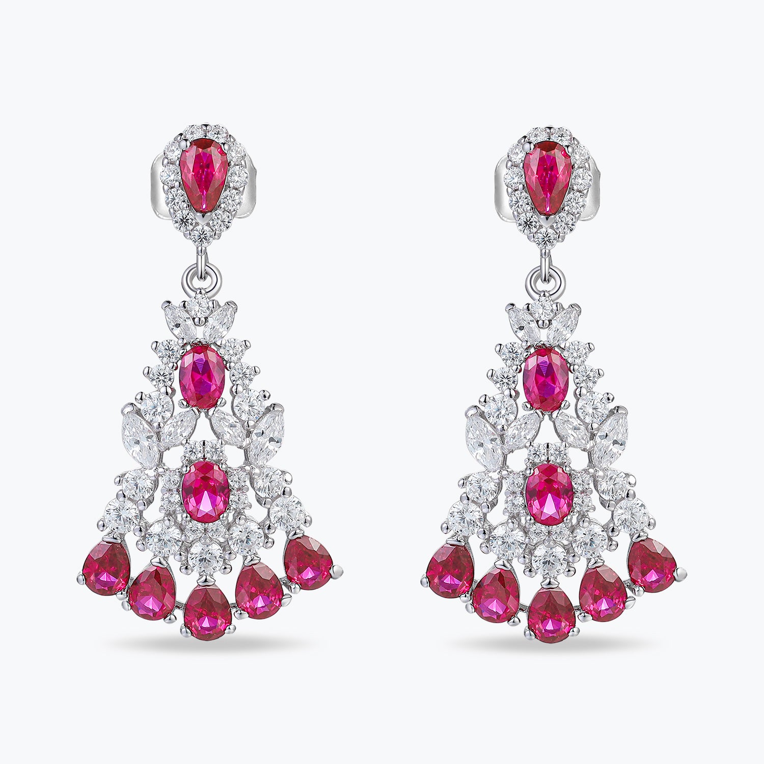 Dissoo® Vintage Ruby Red & White Chandelier Earrings