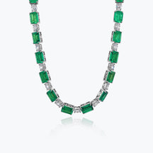 Dissoo® Emerald Studded Sterling Silver Necklace
