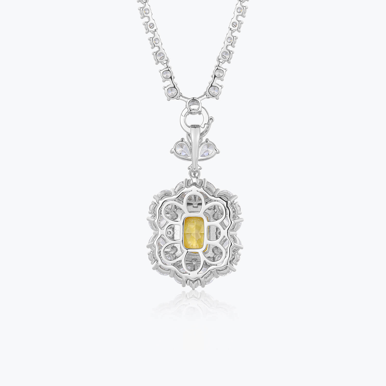 Dissoo® Yellow & White Floral Cluster Sterling Silver Necklace