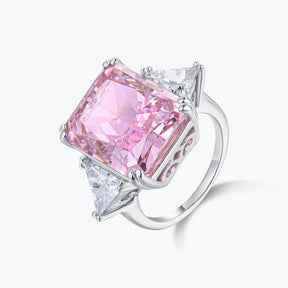 Dissoo® Fancy Pink Radiant Cut Three-Stone Engagement Ring&Cocktail Ring