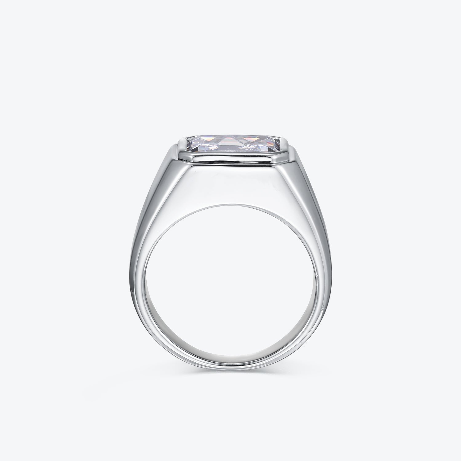 Dissoo® Emerald cut Sterling Silver Bezel Signet Ring